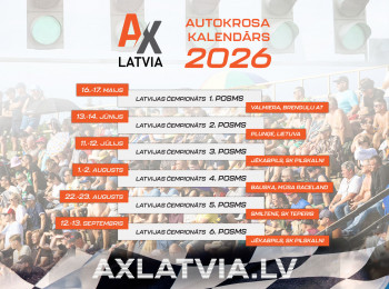 Autokrosa čempionāta 2026. gada sezona – oficiālais kalendārs