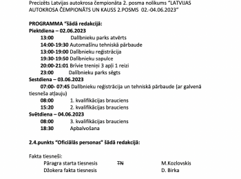 SVARĪGA INFORMĀCIJA SPORTISTIEM - BIĻETENS NR. 1