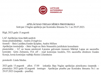 Apelācijas tiesas lēmums 15.08.2023