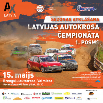 Latvijas autokrosa čempionāta atklāšana 15. maijā Brenguļos