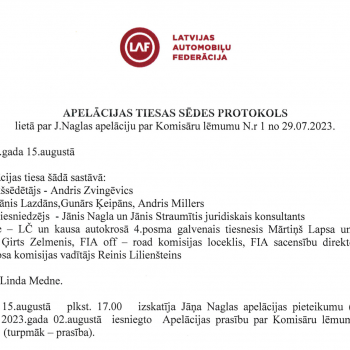 Apelācijas tiesas lēmums 15.08.2023